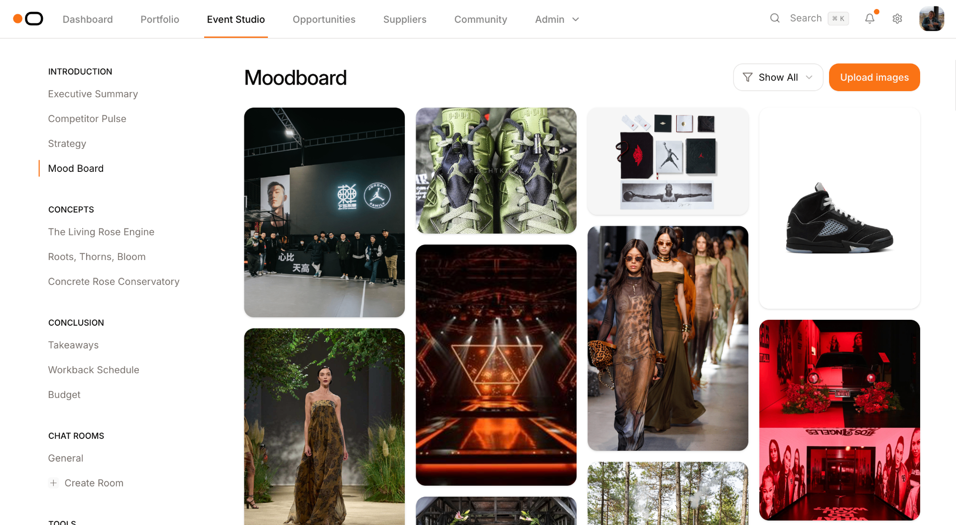 Mood board curated from the brief
